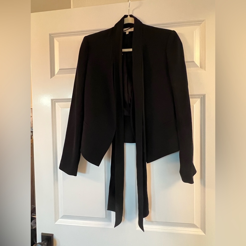 Black vintage Vanessa Bruno blazer with tie neck.